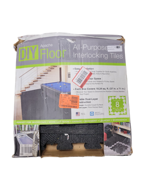 Apache Mills Onyx DIY Floor 18 in. W x 18 in. L x 0.30 in. Thick All Purpose Interlocking Tiles (8 Tiles/Case) 18.24 sq. ft. 60188600118x18