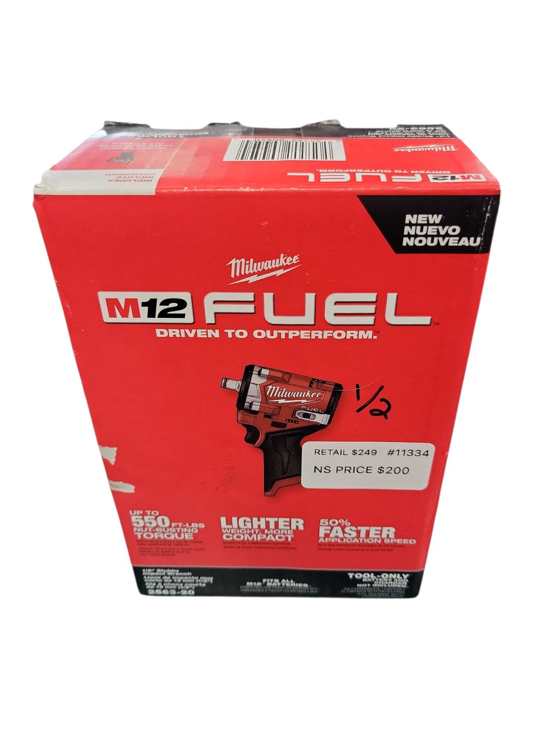 Milwaukee M12 FUEL 12V Lithium-Ion Brushless Cordless Stubby 1/2 in. Impact Wrench (Tool-Only) 2563-20