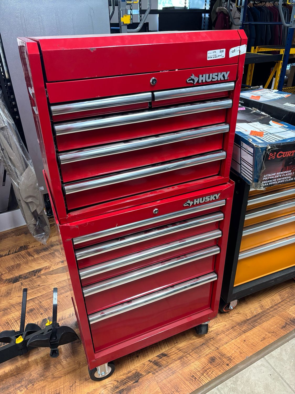 Husky Tool Storage 27 in. W x 18 in. D Standard Duty Red Rolling Tool Chest Combo H27CH5TR5RED
