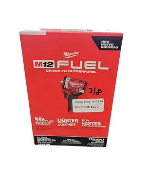 Milwaukee M12 FUEL 12V Lithium-Ion Brushless Cordless Stubby 3/8 in. Impact Wrench (Tool-Only) 2562-20