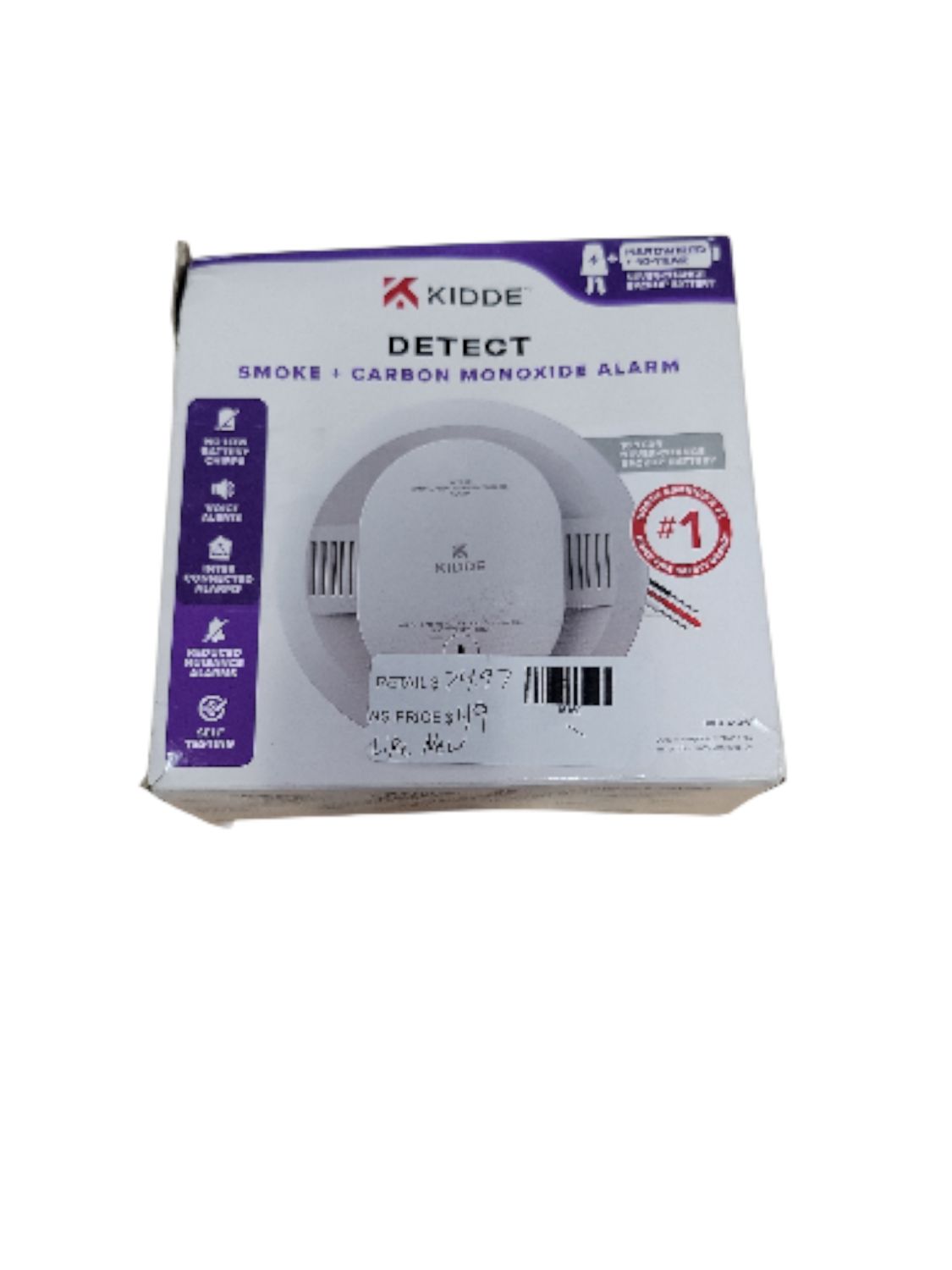 Kidde 10-Year Battery and Hardwired Smoke and Carbon Monoxide Detector, Interconnectable, LED Lights and Voice Alarm 21032783