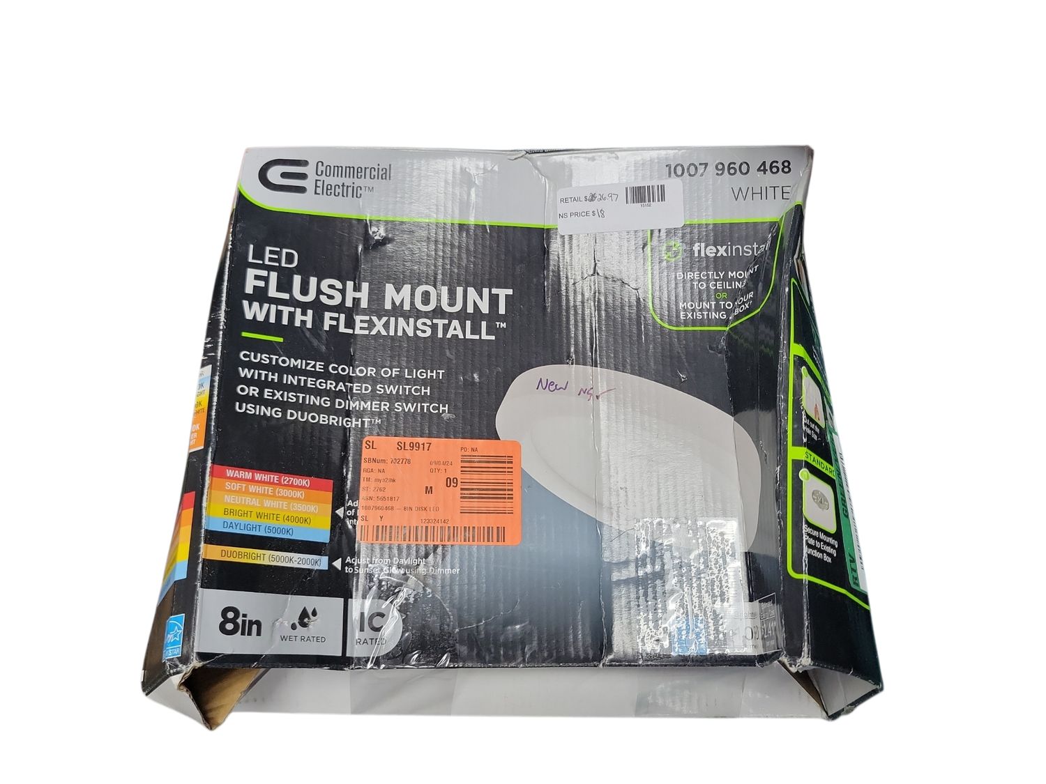 Commercial Electric Flexinstall LED 8 in. White Disklight Recessed Ceiling Light for Home with 5CCT + DuoBright Dimming 92019  .