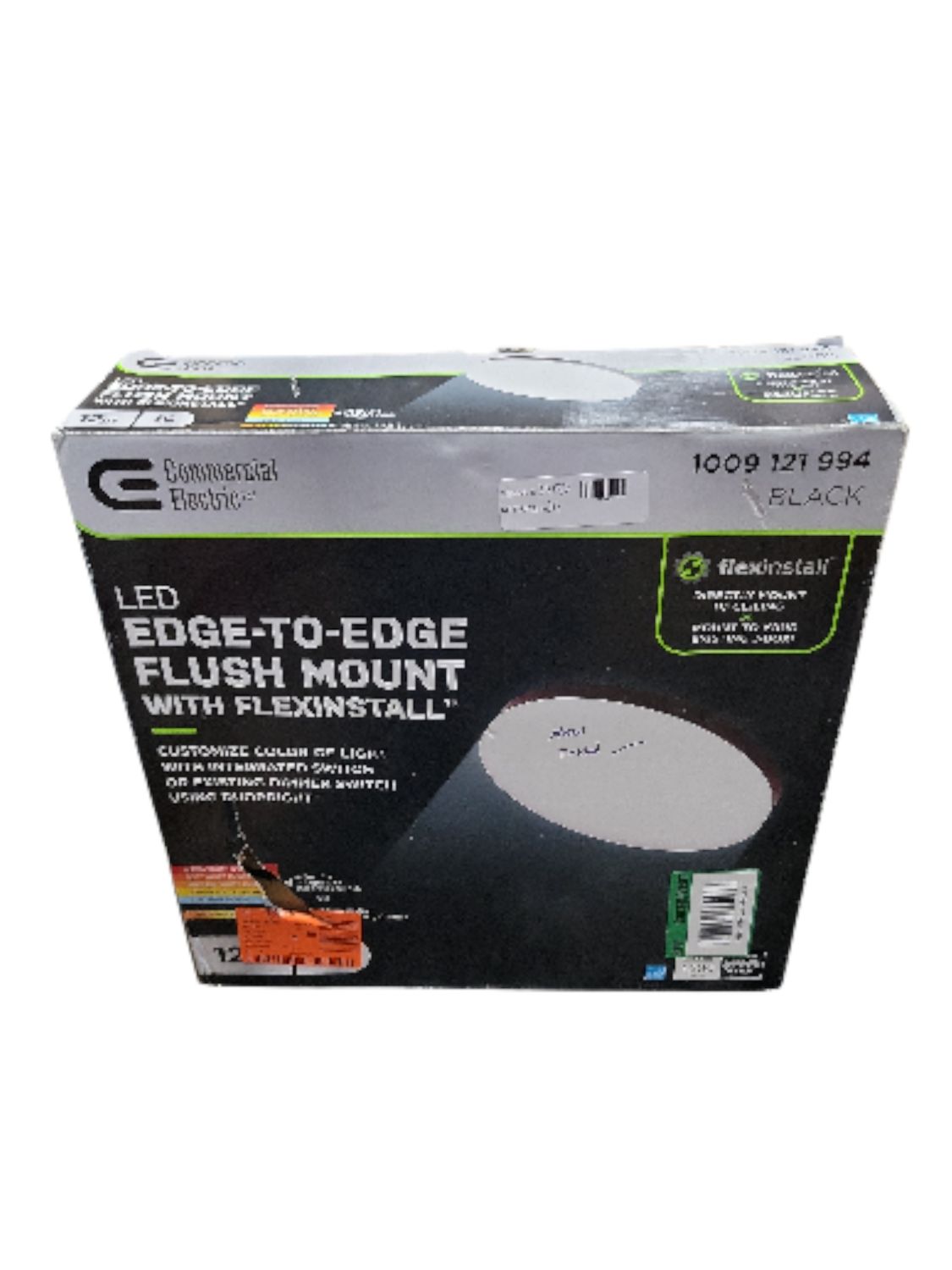 Commercial Electric Flexinstall LED 12 in. Black Edge to Edge Lens Flush Mount Light Recessed Light for Home with 5CCT + DuoBright Dimming 92056
