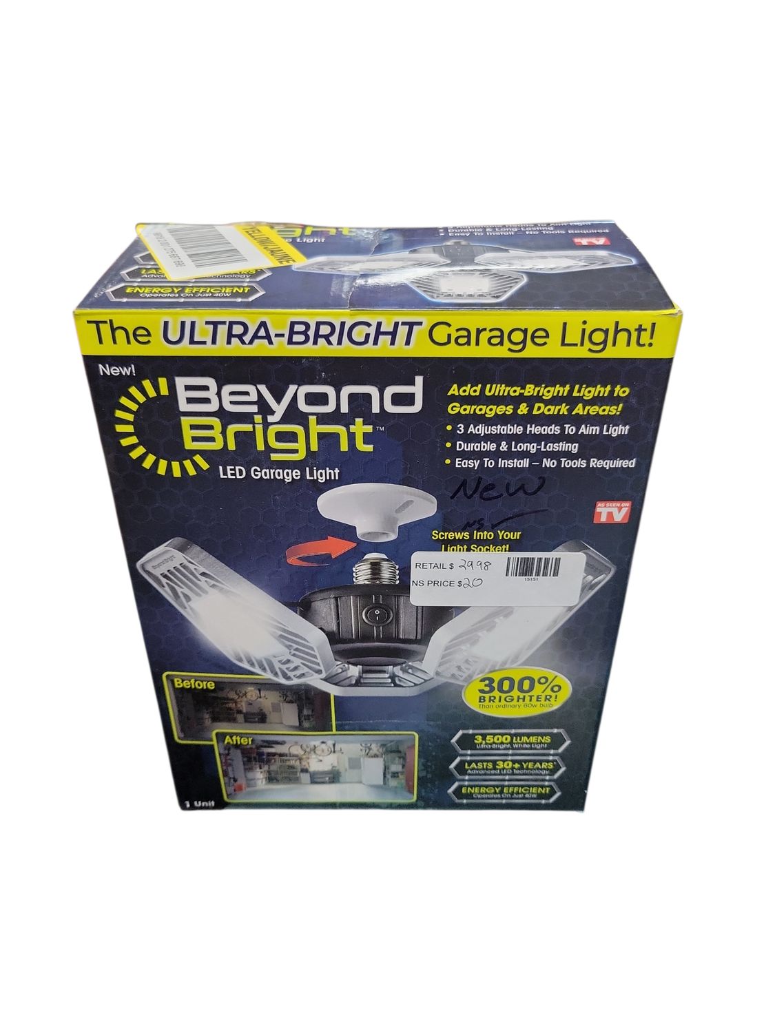 BEYOND BRIGHT 3500 Lumens 11.5 in. Single Pole Occupancy LED Flush Mount Garage Light BEBR-MC4