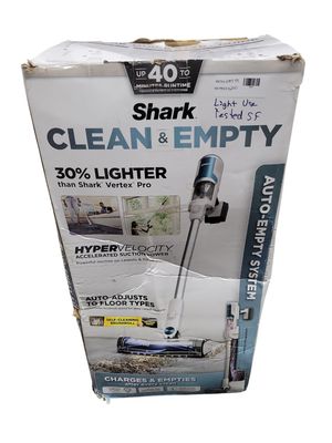 Shark Clean and Empty Bagless Cordless HEPA Filtration Stick Vacuum and Auto-Empty System Multi-Surfaces in White/Peacock BU3521