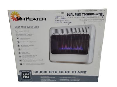 Mr. Heater 30,000 BTU Vent Free Blue Flame Natural Gas or Propane Dual Fuel Space Heater MHVFDF30BFT .
