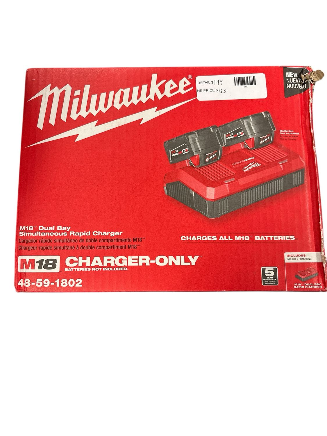 Milwaukee M18 18-Volt Lithium-Ion Dual Bay Rapid Battery Charger 48-59-1802