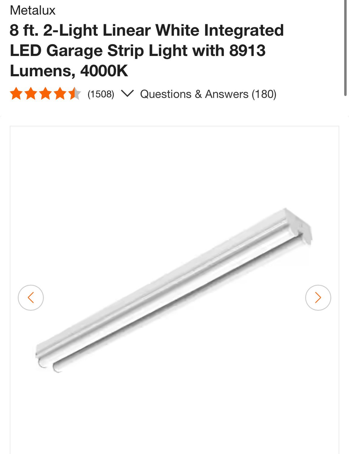 Metalux 8 ft. 2-Light Linear White Integrated LED Garage Strip Light with 8913 Lumens, 4000K 8ST2L8040R