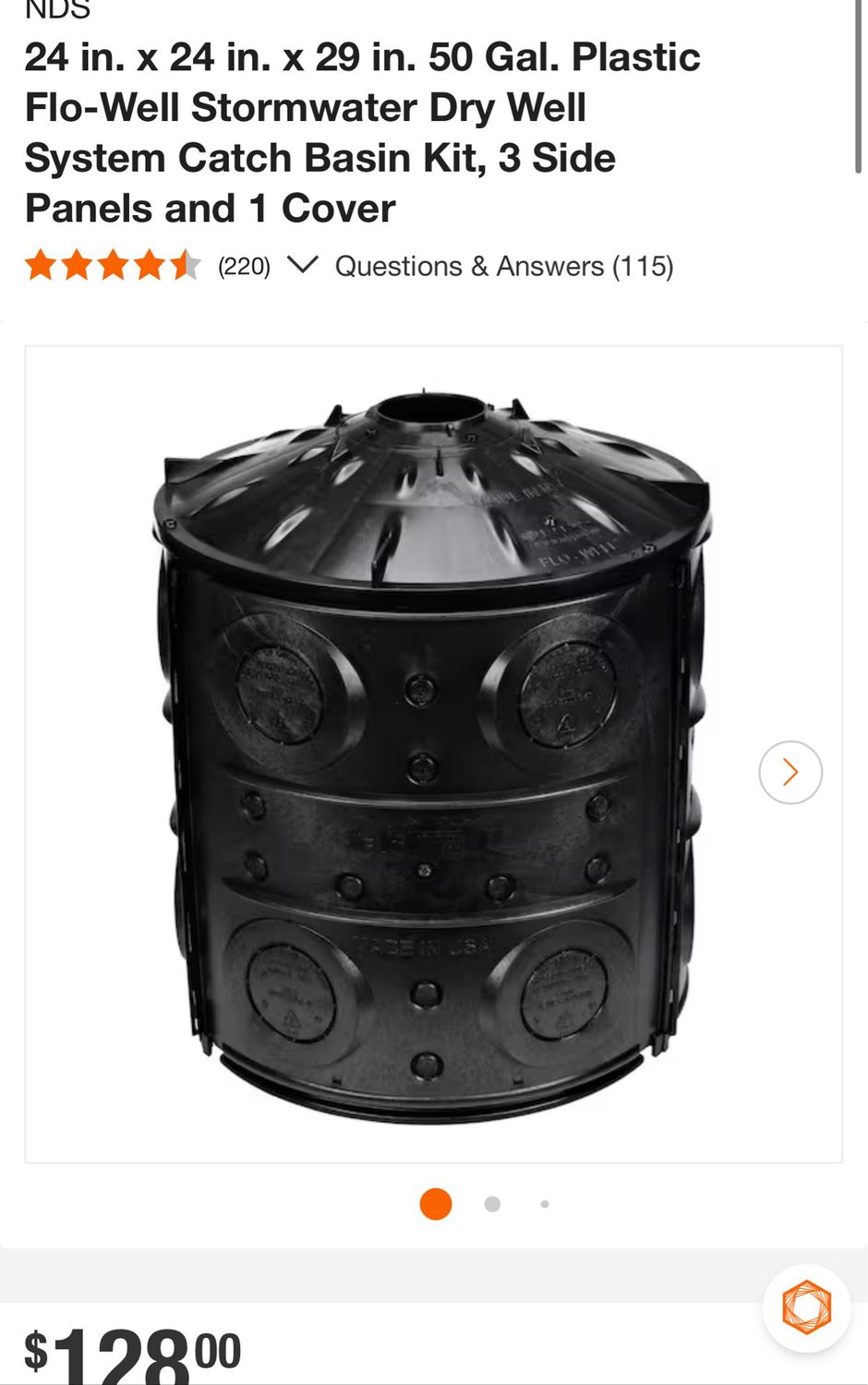 NDS 24 in. x 24 in. x 29 in. 50 Gal. Plastic Flo-Well Stormwater Dry Well System Catch Basin Kit, 3 Side Panels and 1 Cover FWAS24 .