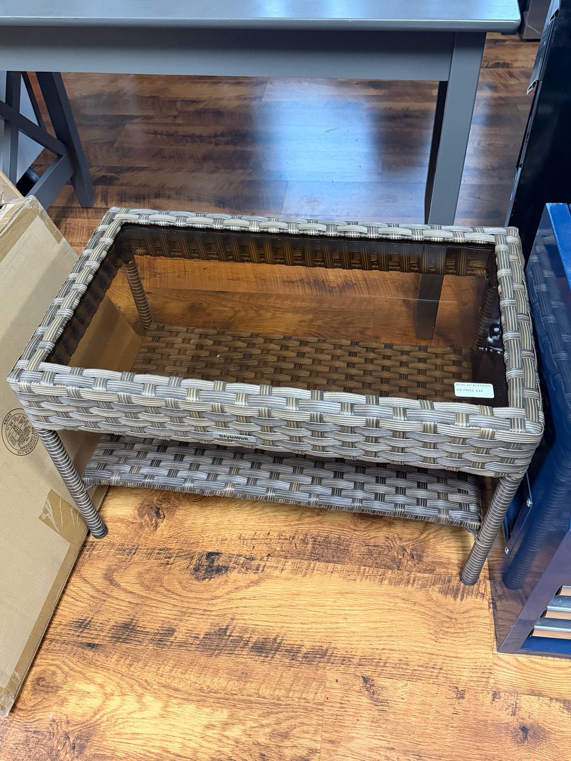 StyleWell Mix and Match Brown Rectangular Resin Wicker Outdoor Coffee Table 65-183365