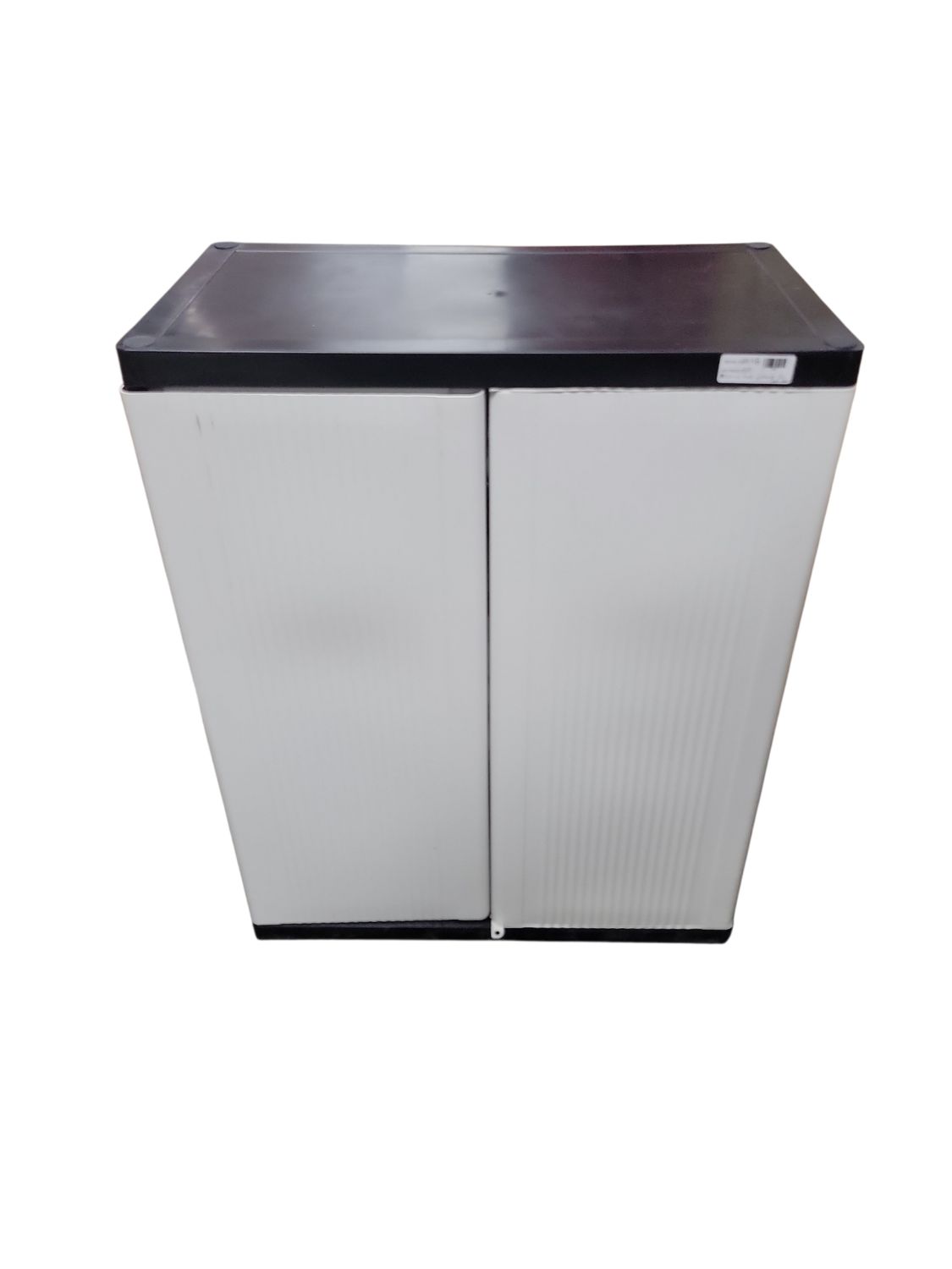 HDX Premium One 26.9 in. W x 33.8 in. H x 15.8 in. D 2-Shelf Resin Freestanding Cabinet in Grey 259993 .
