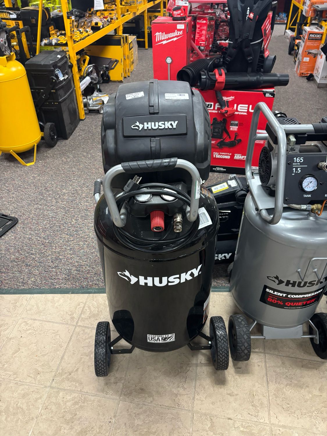 Husky 1.7 HP, 200 PSI, 30 Gal., 5.1 SCFM 90 PSI, Single-Stage, Oil Free Portable Vertical Electric Air Compressor C305H