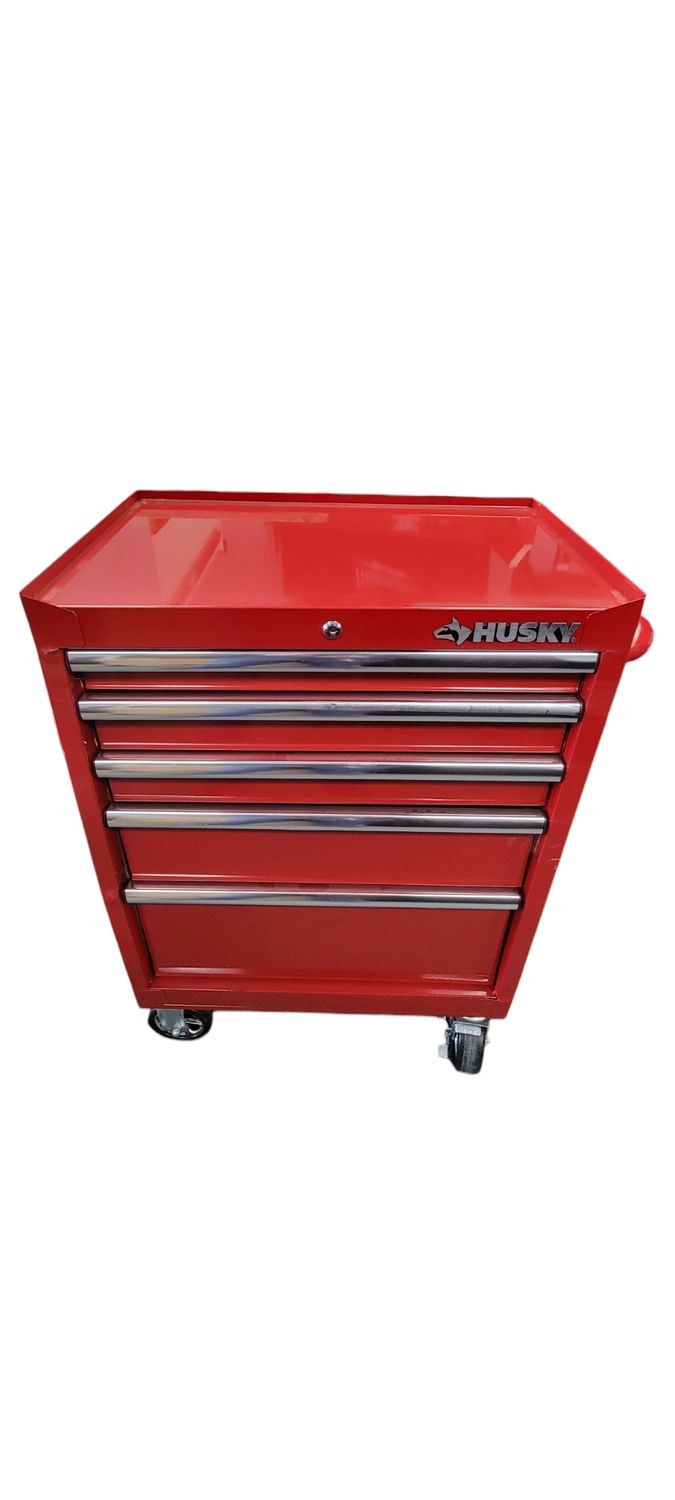 Husky Tool Storage 27 in. W x 18 in. D Standard Duty Red Rolling Tool Chest Combo H27CH5TR5RED .