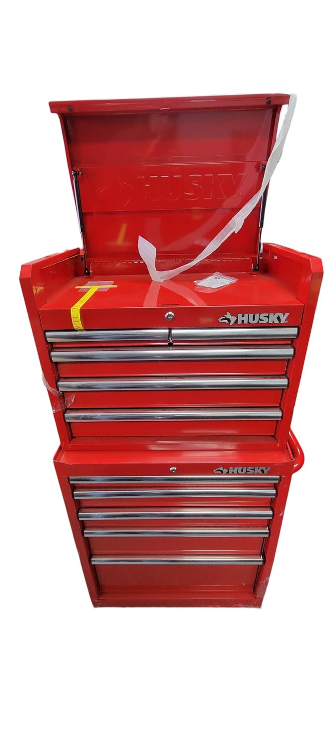 Husky Tool Storage 27 in. W x 18 in. D Standard Duty Red Rolling Tool Chest Combo H27CH5TR5RED  .