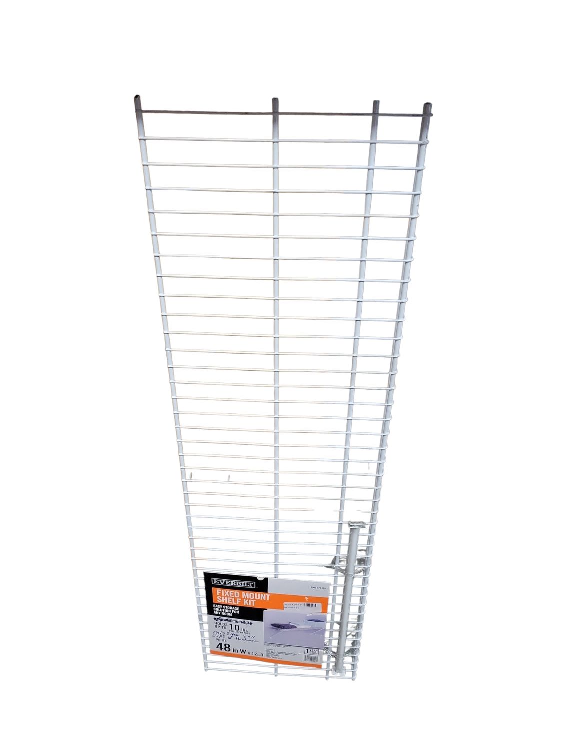 Everbilt 48 in. W to 48.82 in. W x 12 in. White Fixed Mount Shelf Kit Adjustable Wire Closet System 90220