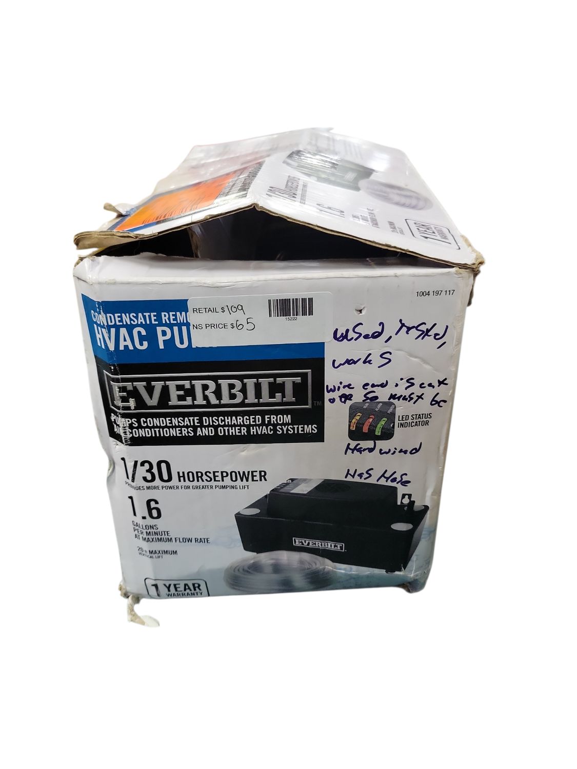Everbilt 120-Volt Condensate Pump w/ Hose EB-PUMP-T  .