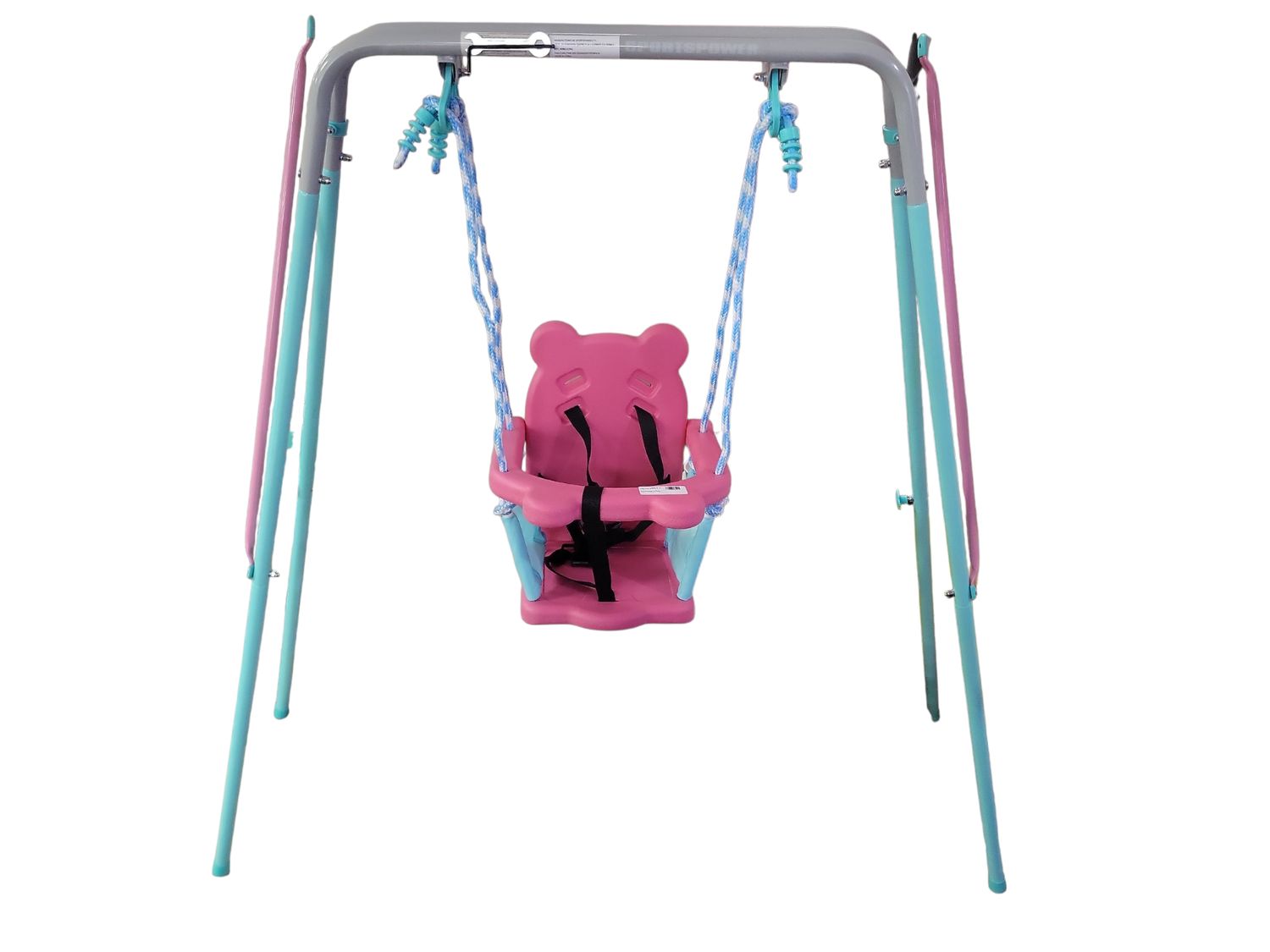 Sportspower FNS-003 My 1st Toddler Swing: Heavy-Duty Baby Indoor/Outdoor Swing Set with Safety Harness, Capacity - 50 lbs and Ages 9-36 Months, Pink/Pale Green