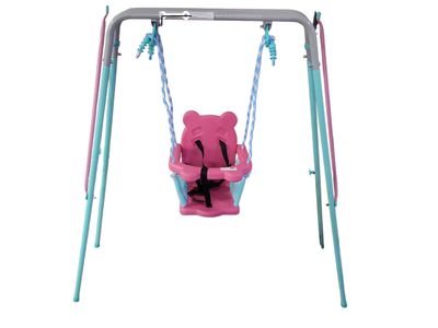 Sportspower FNS-003 My 1st Toddler Swing: Heavy-Duty Baby Indoor/Outdoor Swing Set with Safety Harness, Capacity - 50 lbs and Ages 9-36 Months, Pink/Pale Green