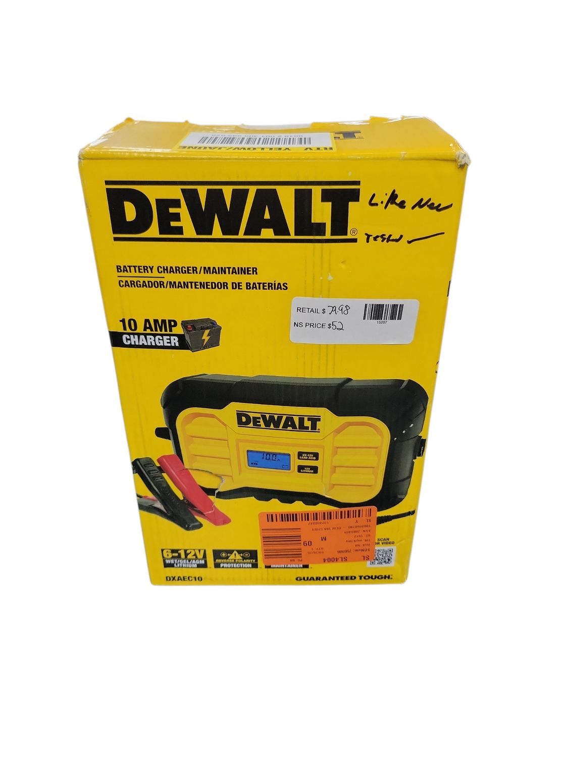 DEWALT Professional 10 Amp Battery Charger, Battery Maintainer, Battery Trickle Charger DXAEC10