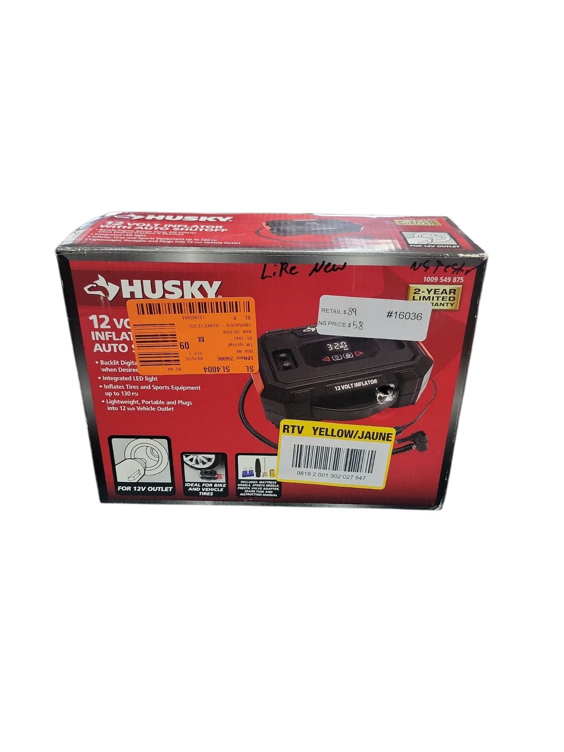 Husky 12 Volt Inflator with Auto Shutoff &amp; Digital Gauge 12V .