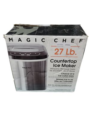 Magic Chef 27 lbs. Portable Countertop Ice Maker with Removable Basket and Ice Scoop - Stainless Steel HNIM27ST .