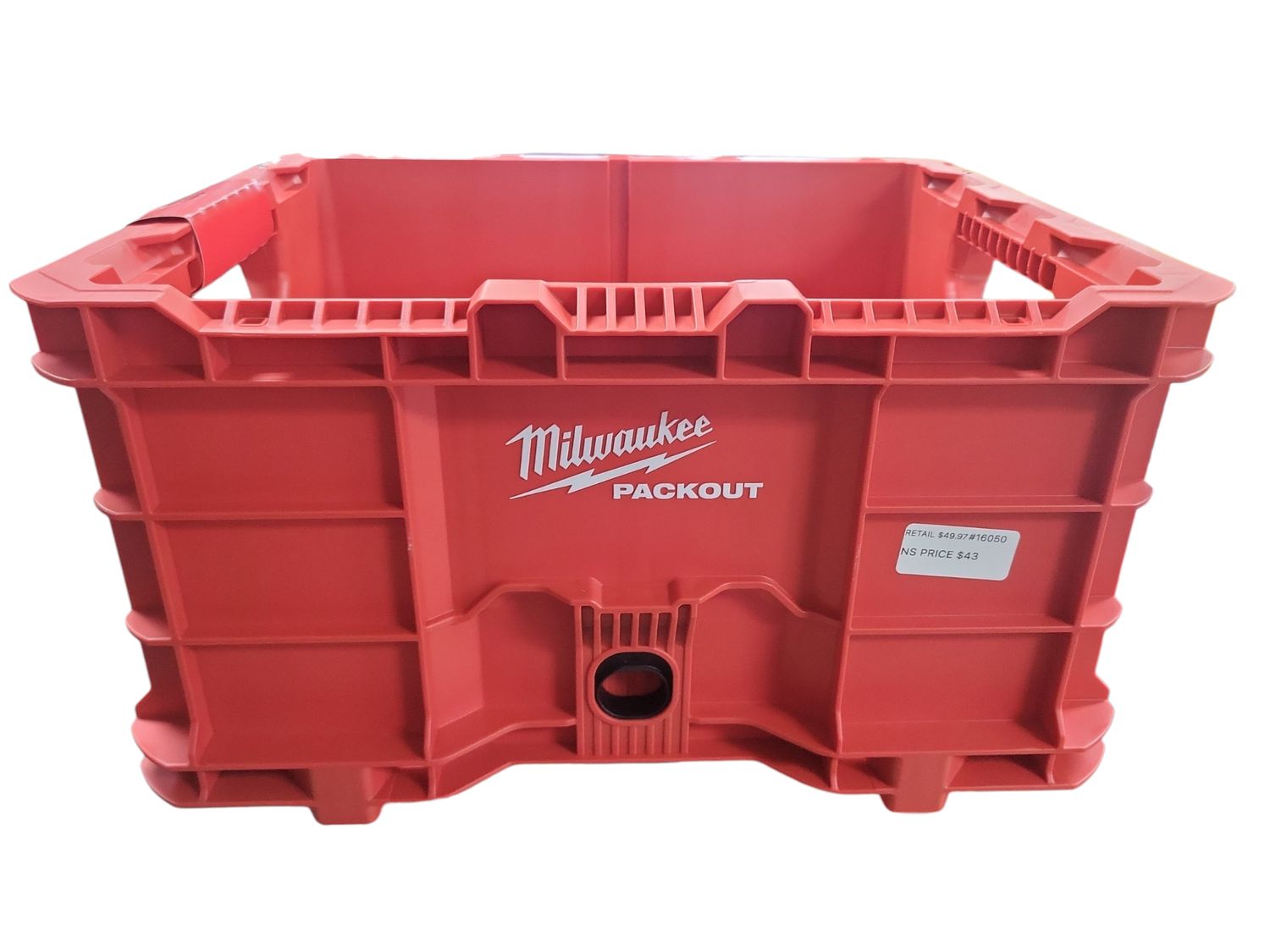 Milwaukee PACKOUT 18.6 in. Tool Storage Crate Bin with Carrying Handles and 50 lbs. Weight Capacity 48-22-8440   .
