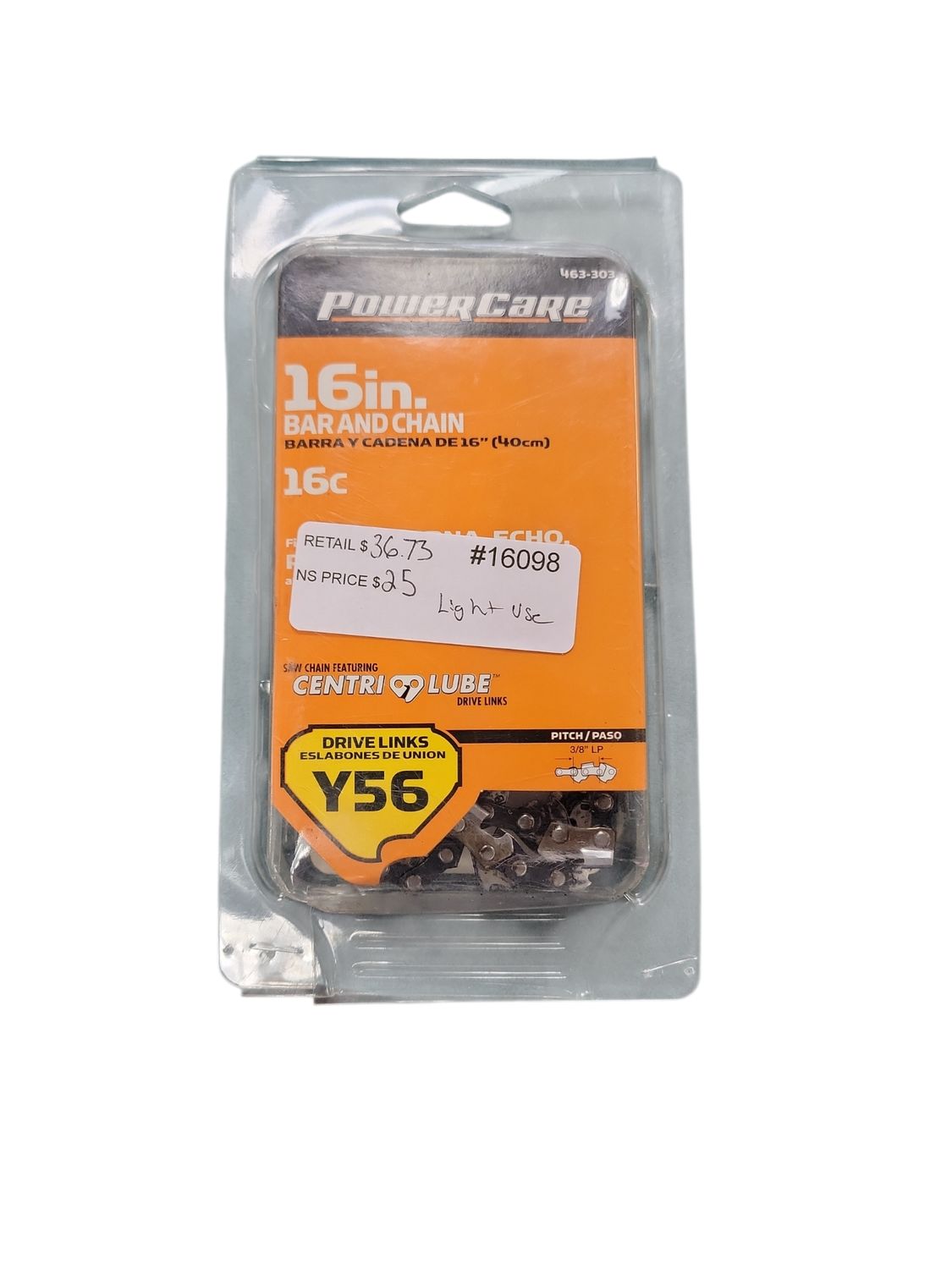 Powercare 16 in. Chainsaw Bar and Chain Combo CL15016C56PC3  .