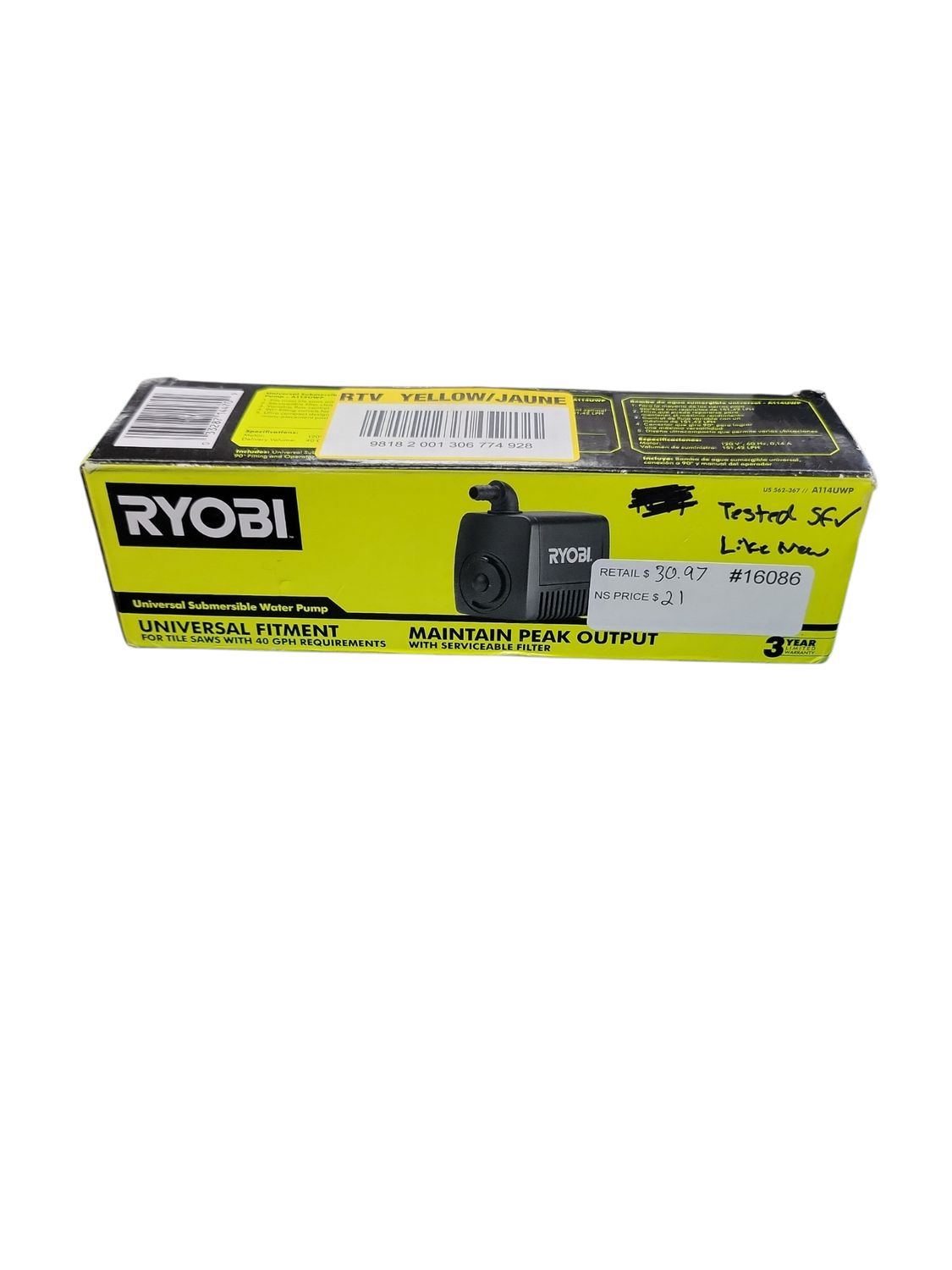 RYOBI Universal Water Pump A114UWP