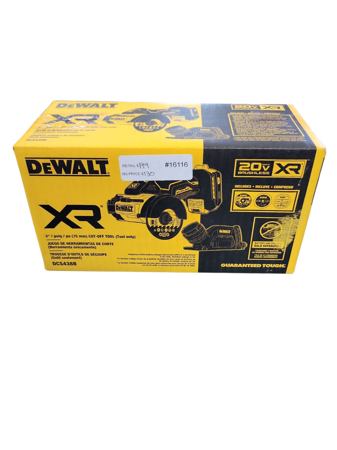 DEWALT 20V XR Cordless 3 in. Cut-Off Tool (Tool Only) DCS438B   .