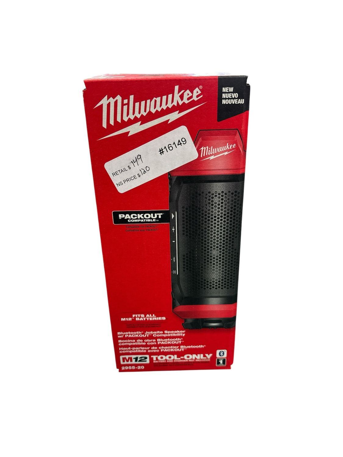 Milwaukee M12 12-Volt Lithium-Ion Cordless Bluetooth Jobsite Speaker with PACKOUT Compatibility 2955-20  .
