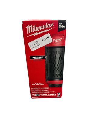 Milwaukee M12 12-Volt Lithium-Ion Cordless Bluetooth Jobsite Speaker with PACKOUT Compatibility 2955-20  .