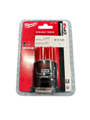 Milwaukee M12 12-Volt Lithium-Ion Compact Battery Pack 1.5Ah 48-11-2401   .