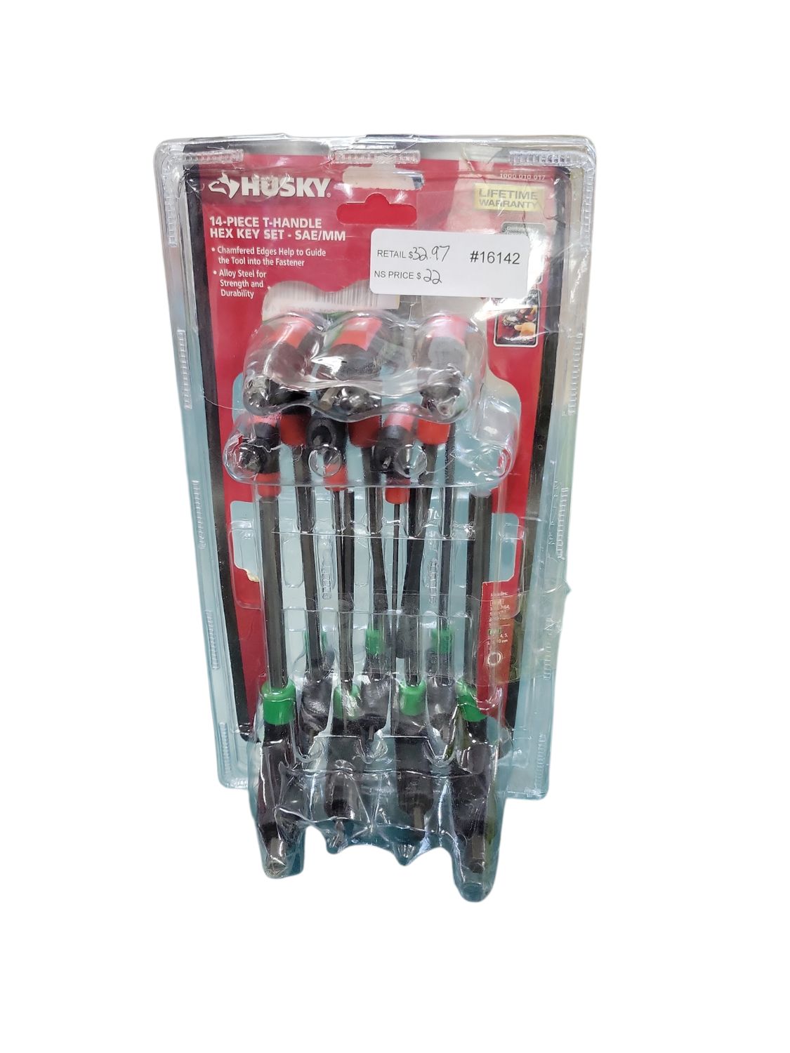 Husky 14-Piece T-Handle SAE &amp; MM Hex Key Set HTHKSM14PCN