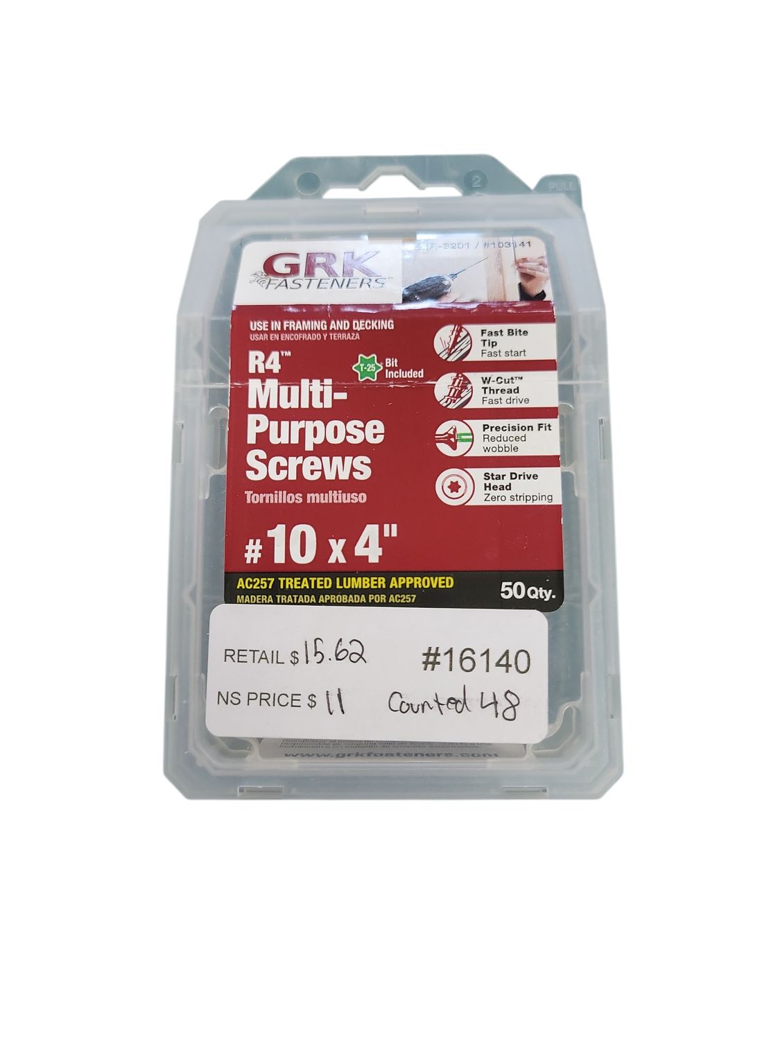 GRK Fasteners #10 x 4 in. R4 Self-Countersinking Flat-Head Multi-Purpose Screw (50 per Pack) 103141