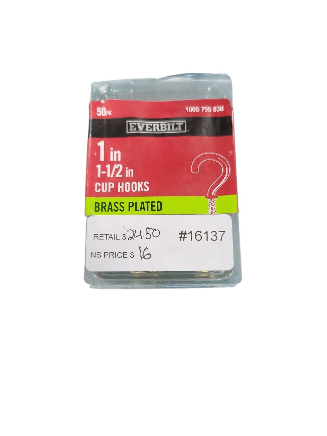 Everbilt Cup Hook 1 in. x 1-1/2 in. BP 824331 (50-Pack)