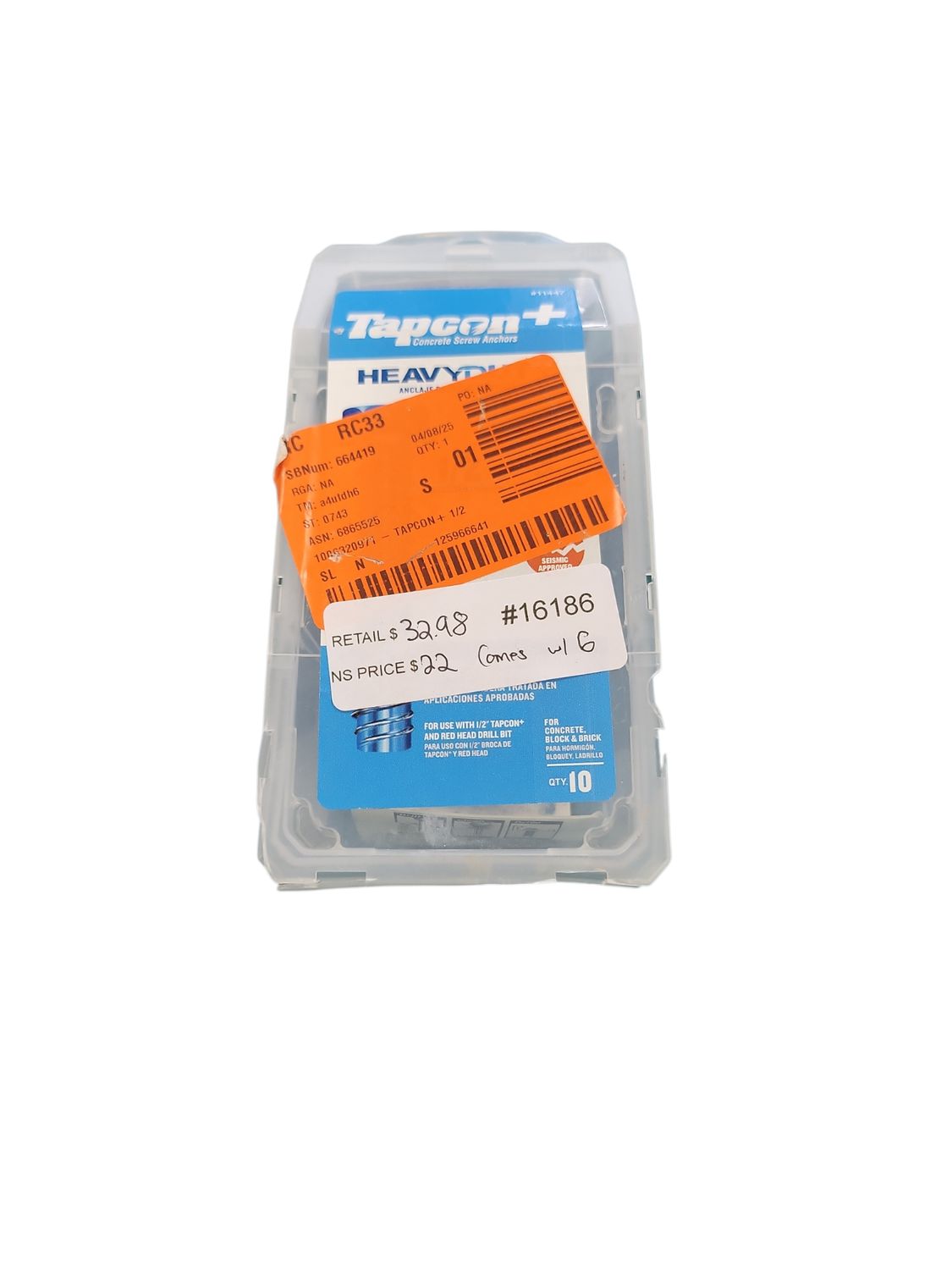 Tapcon 1/2 in. x 3 in. Steel Hex-Washer-Head Indoor/Outdoor Large Diameter Concrete Anchors (10-Piece) 11447