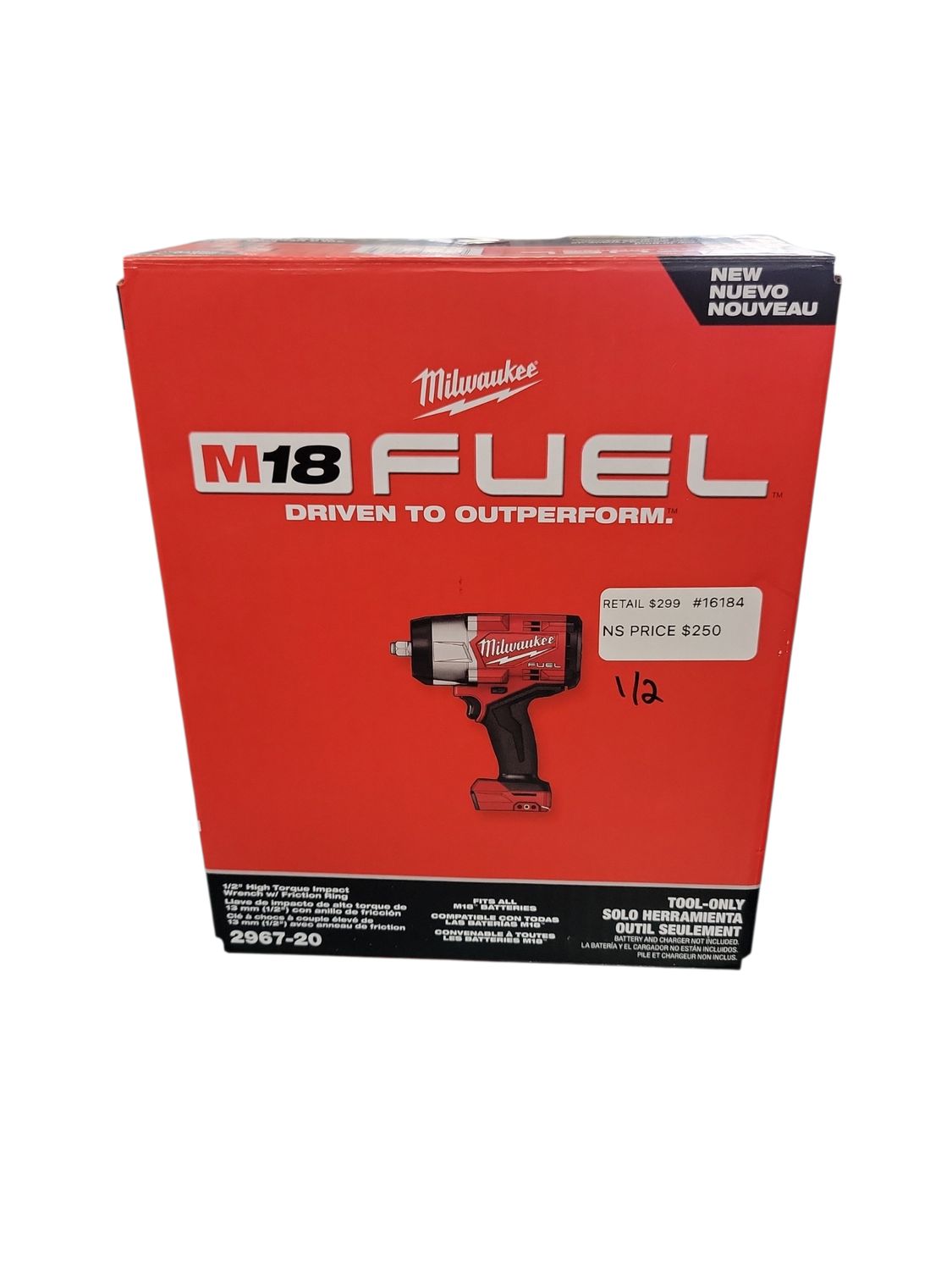 Milwaukee M18 FUEL 18V Lithium-Ion Brushless Cordless 1/2 in. Impact Wrench with Friction Ring (Tool-Only) 2967-20  .