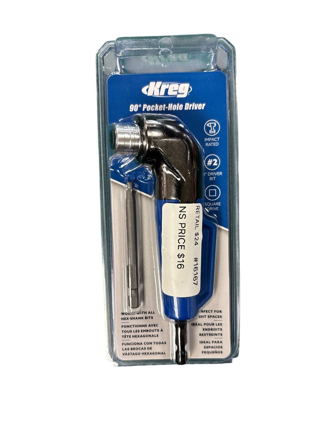 Kreg 90-Degree Pocket Hole Driver Drill Attachment with 3 in. Square Drive Bit KDRV-90DG