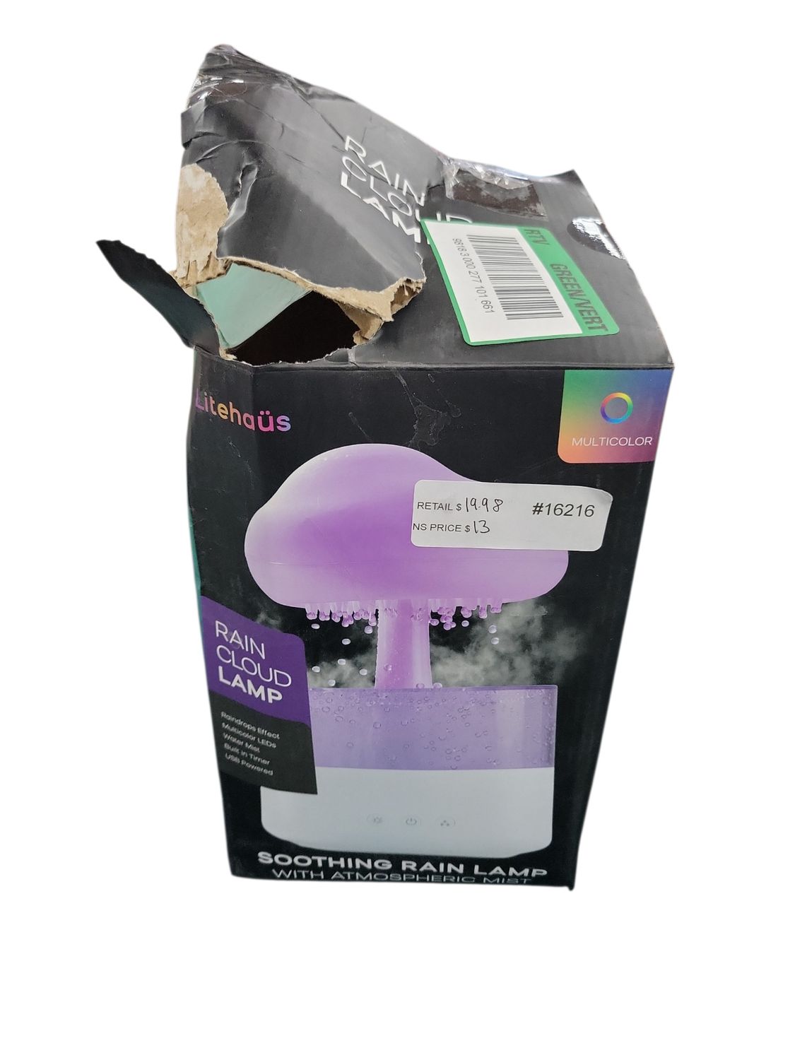 9 in. Misting Multi-Color 0.3-Watt Integrated T10 LED Bulb Rain Cloud Mood Lamp LH-ML157-199 .