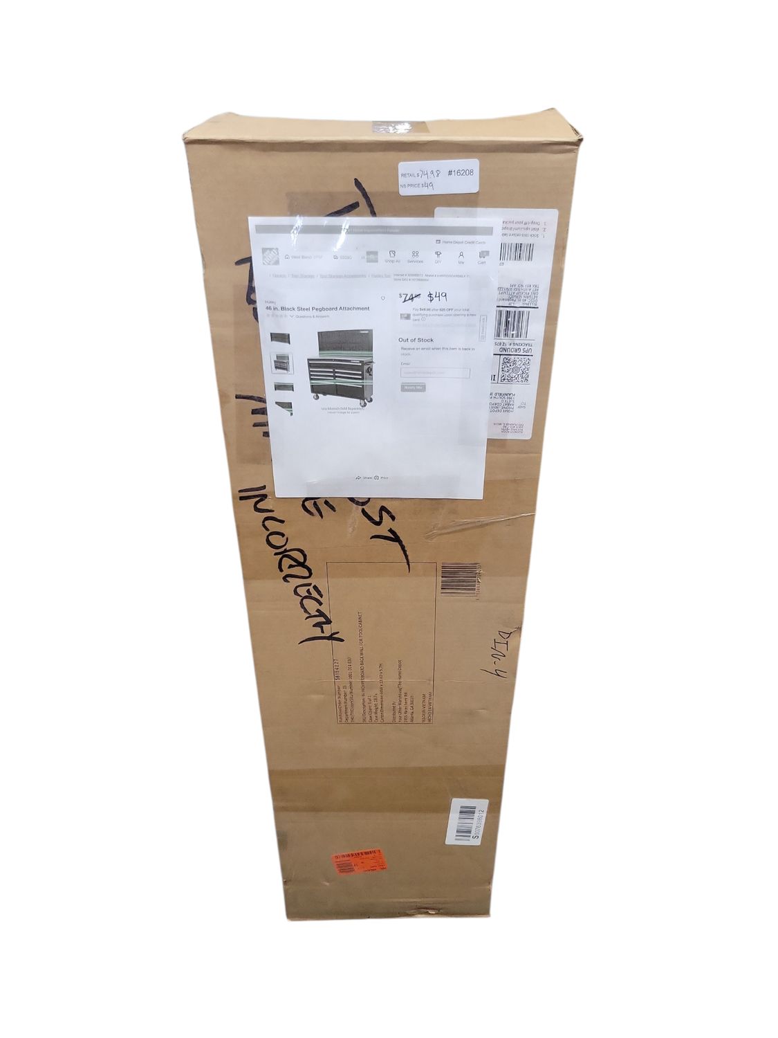 Husky 46 in. Black Steel Pegboard Attachment H46PEGBOARDBLK-TL