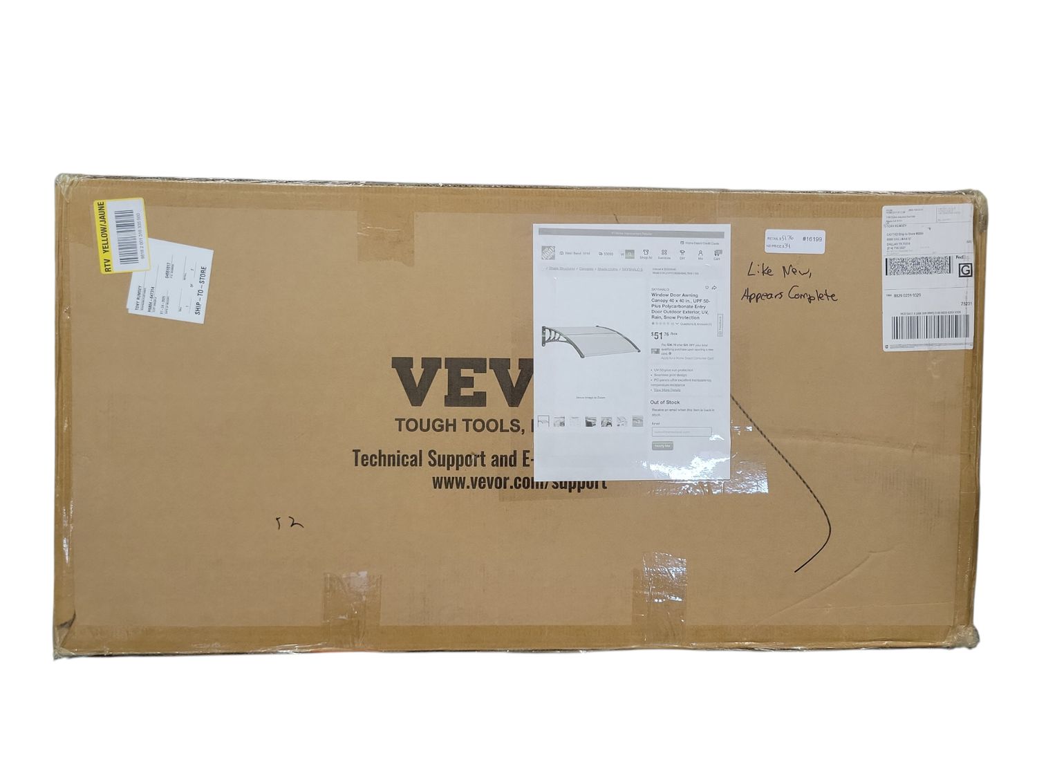 SKYSHALO Window Door Awning Canopy 40 x 40 in., UPF 50-Plus Polycarbonate Entry Door Outdoor Exterior, UV, Rain, Snow Protection MCZYPYCBS4040ML75V0-1105