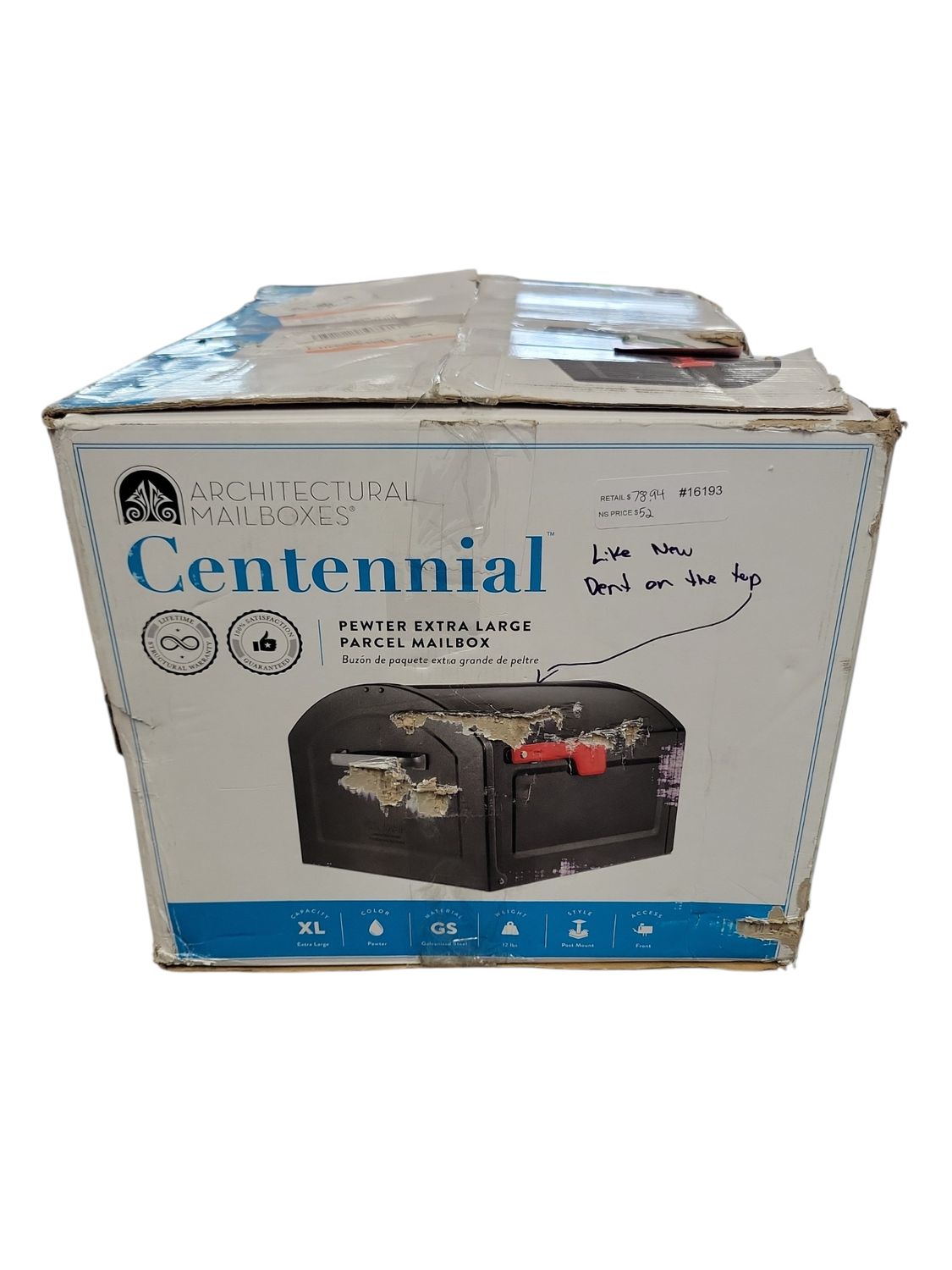 Architectural Mailboxes Centennial Pewter, Extra Large, Steel, Post Mount Mailbox 950020P-10