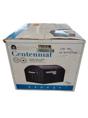 Architectural Mailboxes Centennial Black, Extra Large, Steel, Post Mount Mailbox with Premium Silver Handle and Flag 950020B-10