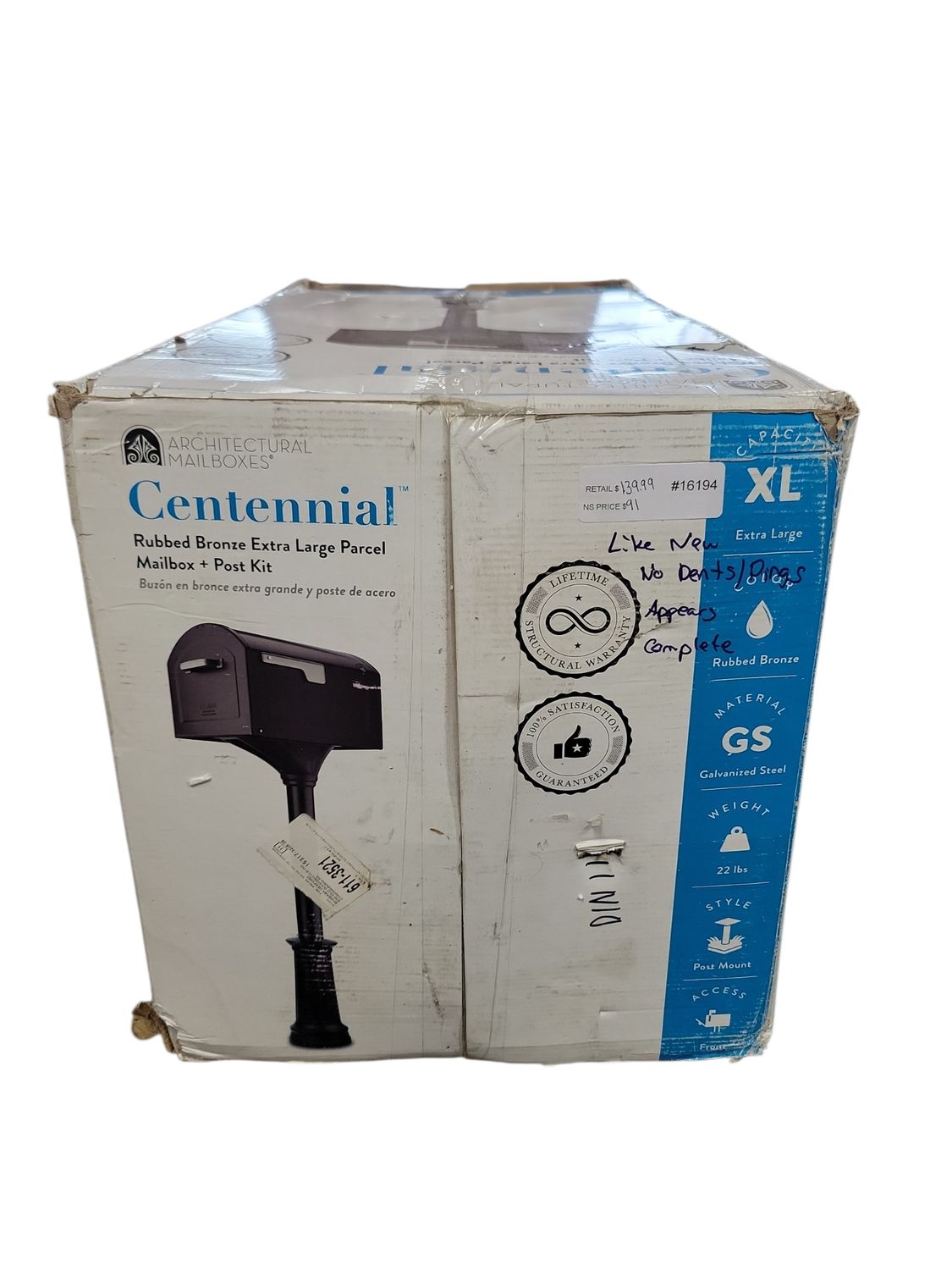 Architectural Mailboxes Centennial Rubbed Bronze, Extra Large, Steel Mailbox and Decorative Post Combo Kit 950080RZ-10