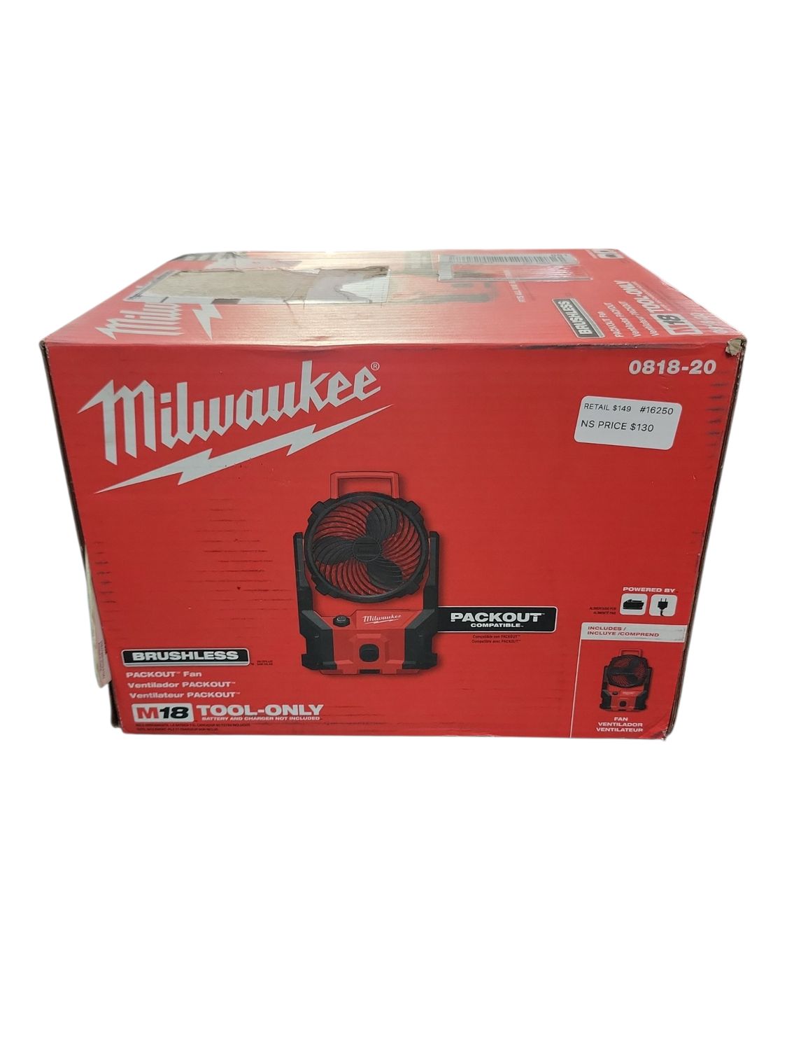Milwaukee M18 18-Volt Lithium-Ion Brushless Cordless PACKOUT Jobsite Fan (Tool-Only) 0818-20