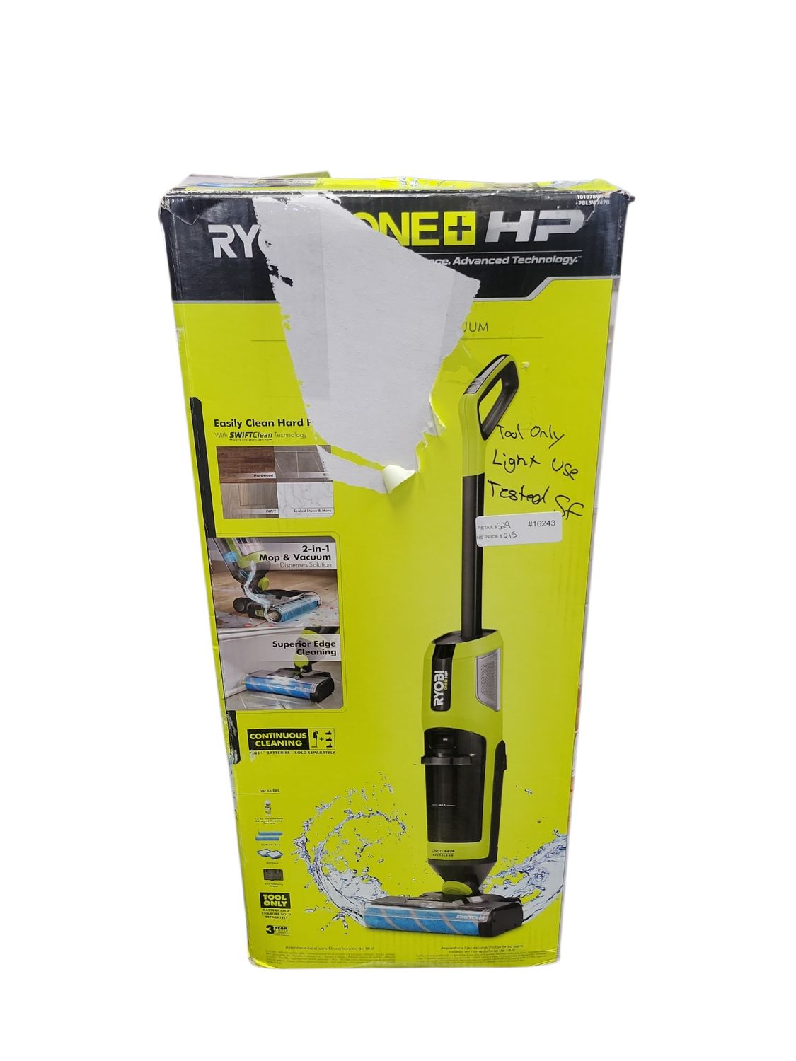 RYOBI ONE+ HP 18V Cordless SWIFTClean Wet/Dry Stick Mop and Vacuum (Tool Only) PBLSV747B