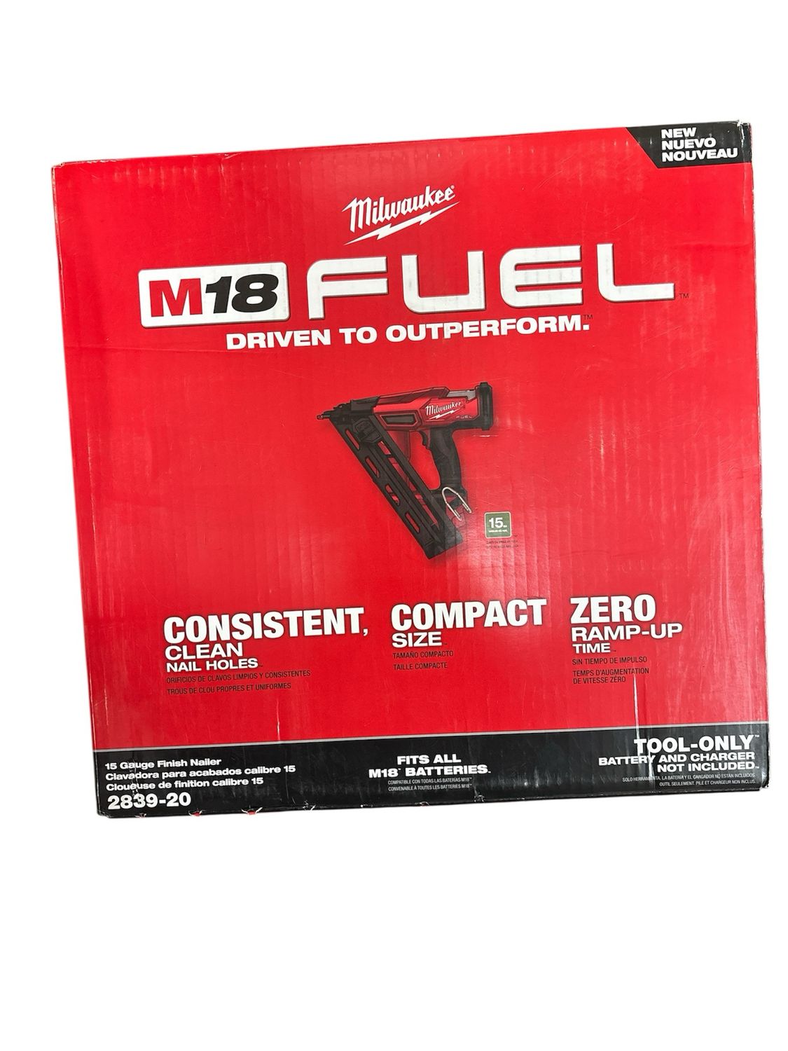 Milwaukee M18 FUEL 18-Volt Lithium-Ion Brushless Cordless Gen II 15-Gauge Angled Finish Nailer (Tool-Only) 2839-20 .