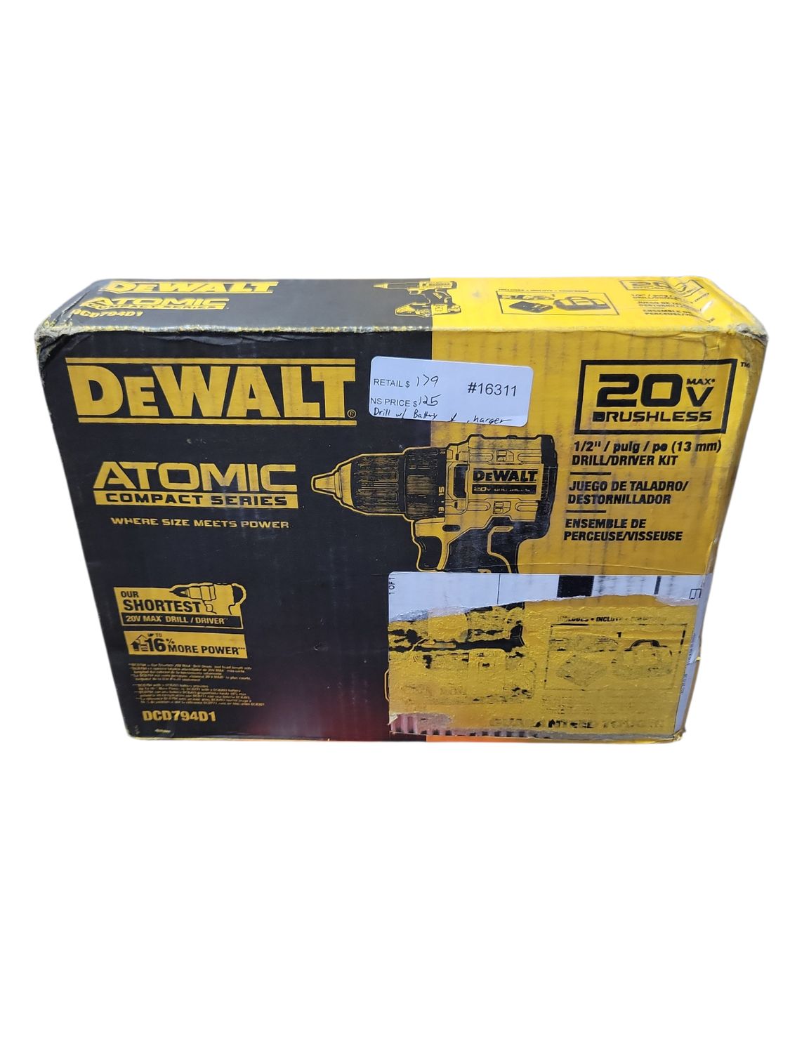 DEWALT Atomic 20V Lithium-Ion Cordless Compact 1/2 in. Drill/Driver Kit with 2.0Ah Battery and Charger DCD794D1