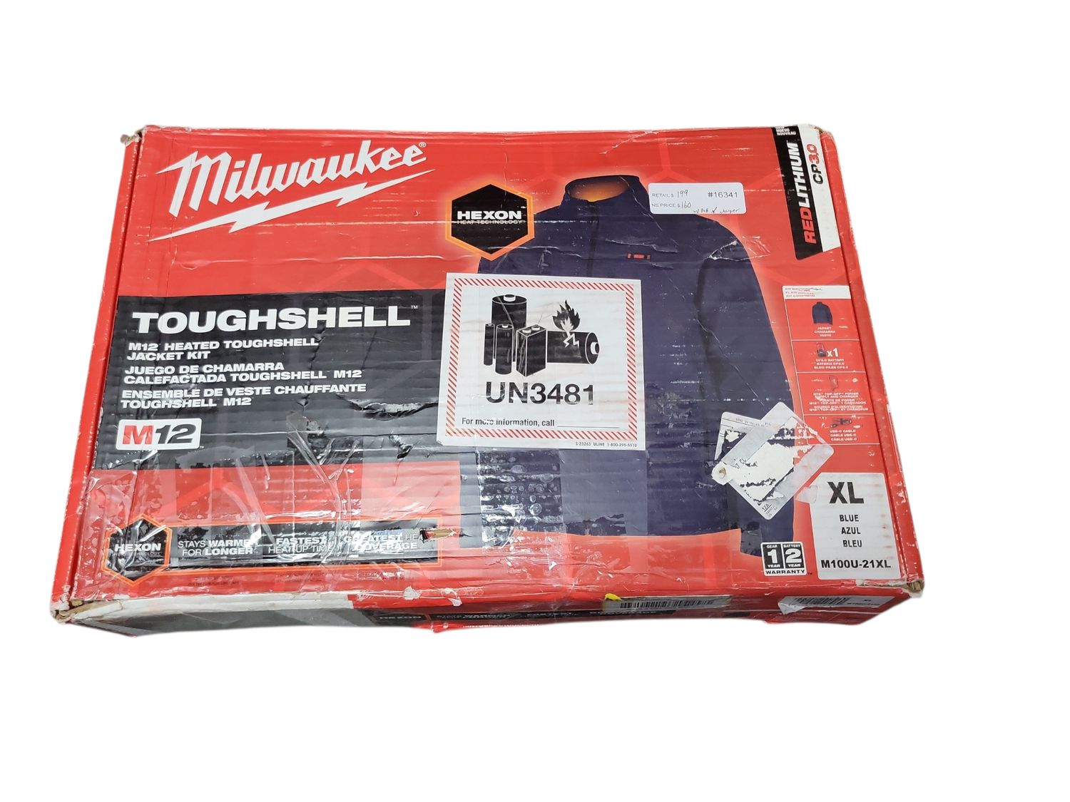 Milwaukee Men's X-Large M12 12-Volt Lithium-Ion Cordless Tough Shell Navy Blue Heated Jacket with (1) 3.0 Ah Battery and Charger M100U-21XL