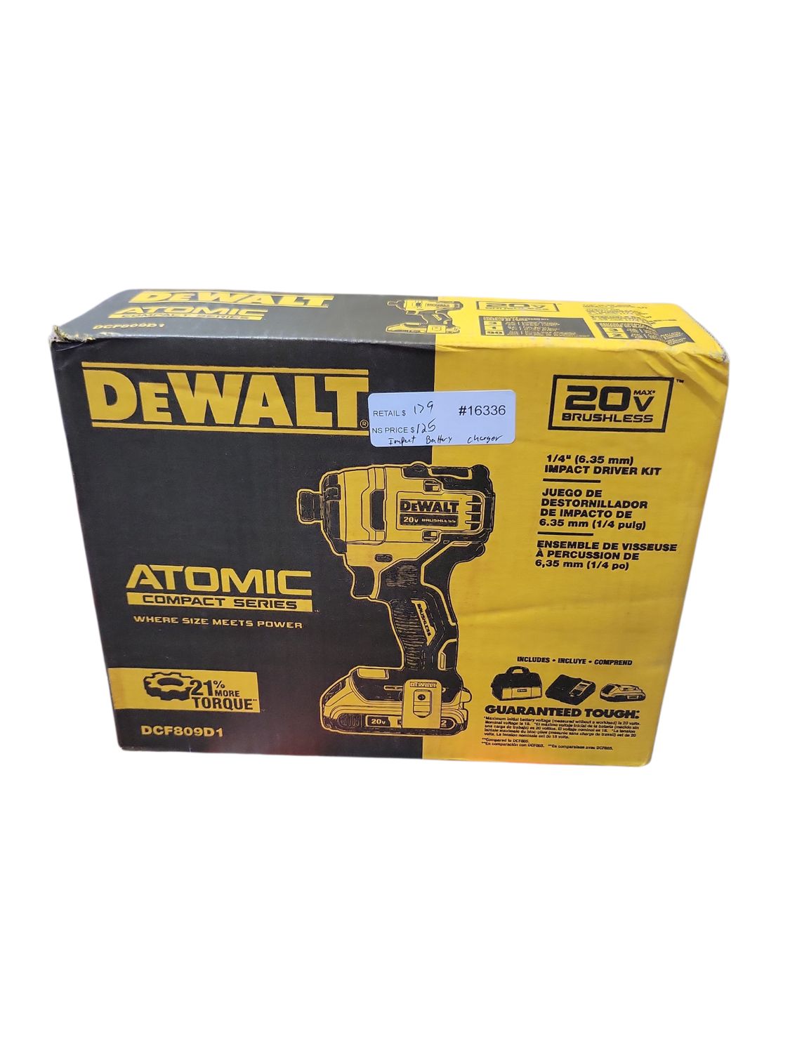 DEWALT Atomic 20V Max Lithium-Ion Brushless Cordless Compact 1/4 in. Impact Driver Kit with 2.0Ah Battery and Charger DCF809D1